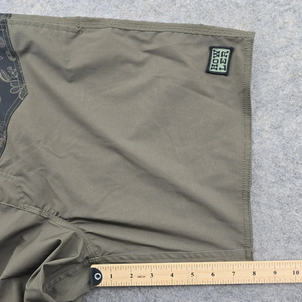 Howler Brothers Los Vaqueros Western Trunks Men 34 Green Paisley Board Shorts 8